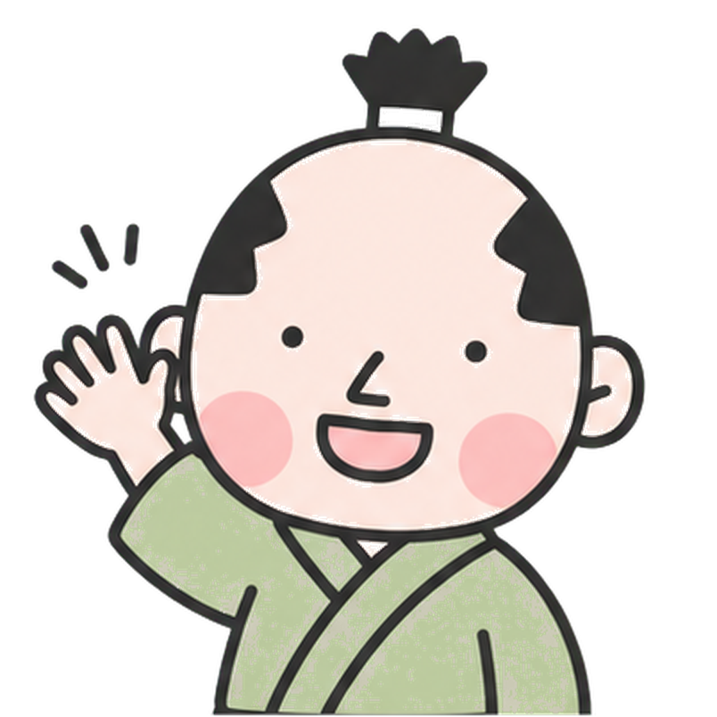 手を振る侍マスコット